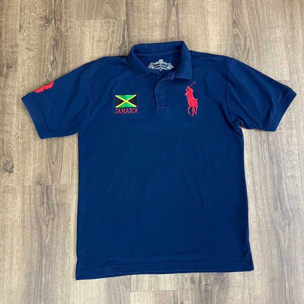 Desire Collection Jamaica Polo Shirt Size XL Navy blue Short Sleeve Jersey #3